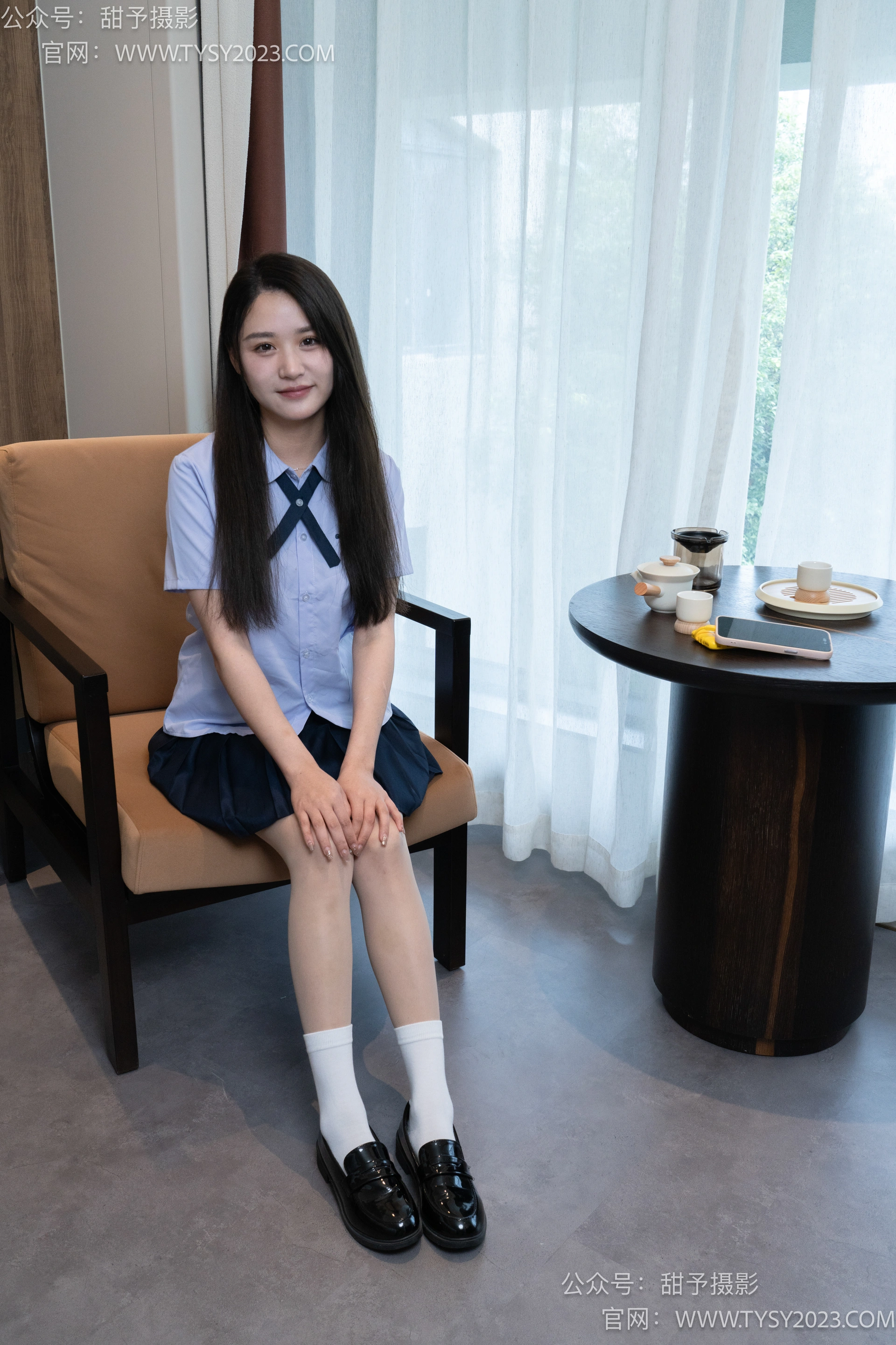 甜予摄影 No.081 澜澜-皮鞋、两双白棉袜、肉丝（脚尖加固款） 2